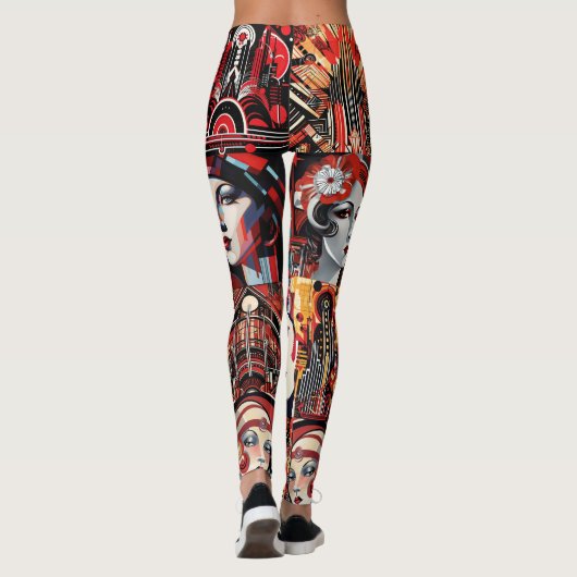 Pop Art Deco Leggings - Cool (Achterkant)