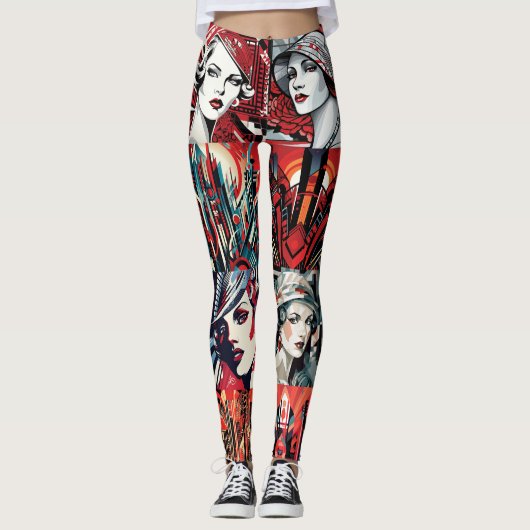 Pop Art Deco Leggings - Cool (Voorkant)