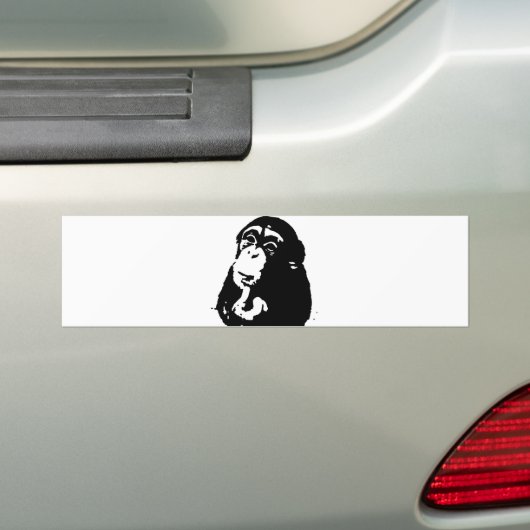 Pop Art Denkende Chimpansee Bumpersticker (Op auto)
