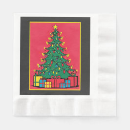 Pop Art Design van een kerstboom met Cadeaus Servet