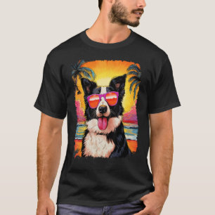 Pop Art Dog Border Collie Hawaiian T-shirt
