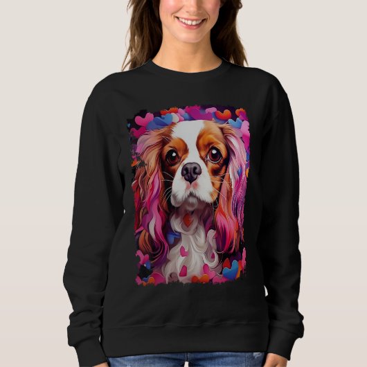 Pop Art Dog Cavalier King Charles Spaniel Valentin Trui (Voorkant)