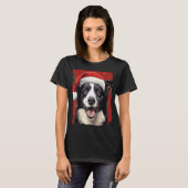 Pop Art Dog Christmas Border Collie T-shirt (Voorkant volledig)