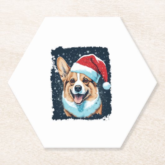 Pop Art Dog Christmas Corgi Kartonnen Onderzetters (Voorkant)
