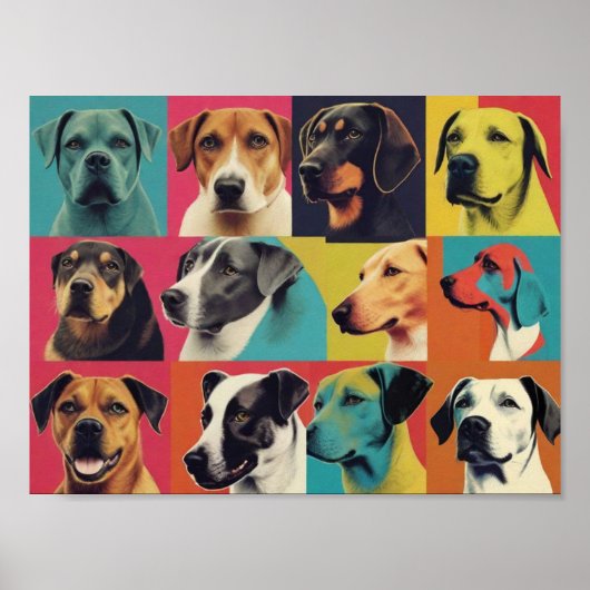 Pop Art Dog Foto - Modern Retro Color Block Poster (Voorkant)