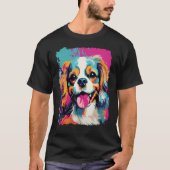 Pop Art Dog Pink Cavalier King Charles Spaniel T-shirt (Voorkant)