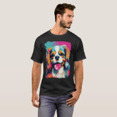 Pop Art Dog Pink Cavalier King Charles Spaniel T-shirt (Voorkant volledig)