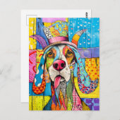Pop-Art Dog Portrait in Retro Style Briefkaart (Voorkant / Achterkant)