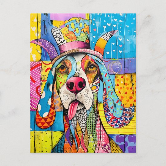 Pop-Art Dog Portrait in Retro Style Briefkaart (Voorkant)