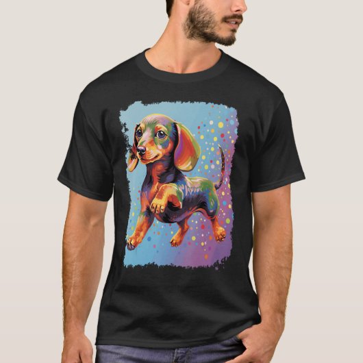 Pop Art Dog Schattige Teckel T-shirt (Voorkant)