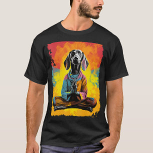 Pop Art Dog Yoga Meditatie Teckel T-shirt