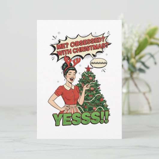 Pop Art "Dolg op Kerstmis" Grappig Feestdagenkaart (Staand voorkant)