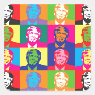 pop art donald trump vierkante sticker