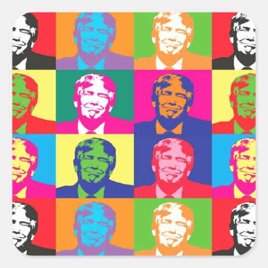 pop art donald trump vierkante sticker (Voorkant)