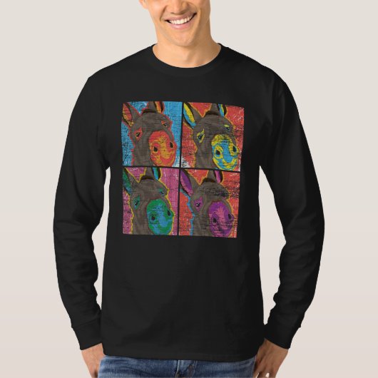 Pop Art Donkey Boerderij Dierenezel T-shirt (Voorkant)