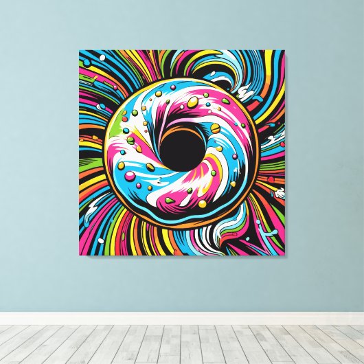 Pop Art Donut Canvas Afdruk (Insitu (Houten vloer))