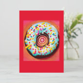 Pop Art Donut Feestdagenkaart (Staand voorkant)