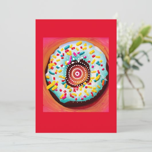Pop Art Donut Feestdagenkaart (Staand voorkant)