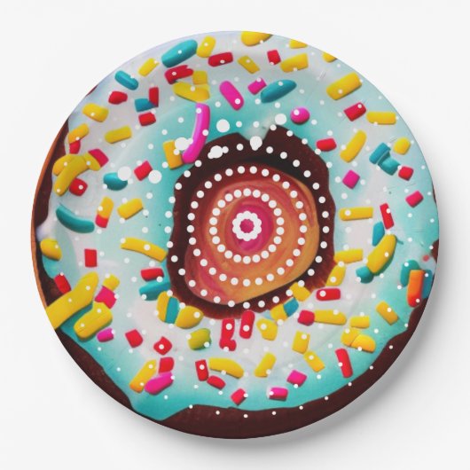 Pop Art Donut Papieren Bordje (Voorkant)