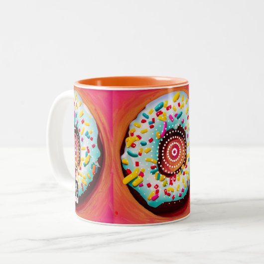 Pop Art Donut Tweekleurige Koffiemok (Voorkant links)