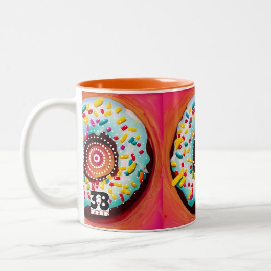 Pop Art Donut Tweekleurige Koffiemok (Links)
