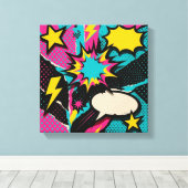 Pop Art Dopamine Collage in Neon Halftone Burst Canvas Afdruk (Insitu (Houten vloer))