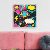 Pop Art Dopamine Collage in Neon Halftone Burst Canvas Afdruk (Insitu (Woonkamer))