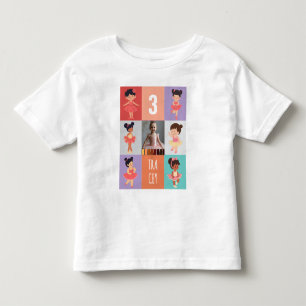 Pop Art Dozen Cartoon Ballet 3e Verjaardag Foto Kinder Shirts