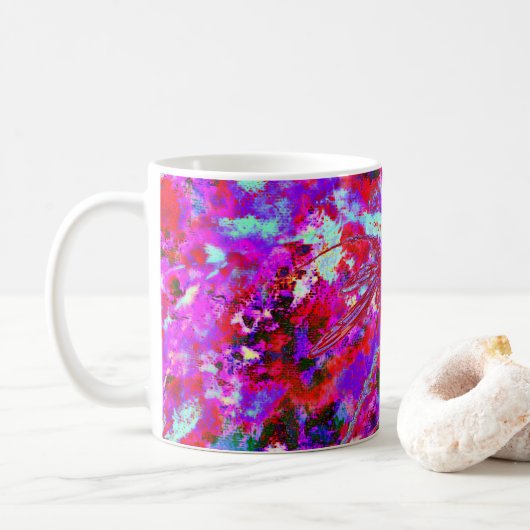 Pop Art Dragonflies op Roze Latte Mok (Met donut)