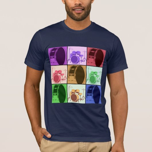 Pop Art Drum en Drum Stel donker Shirt in (Voorkant)