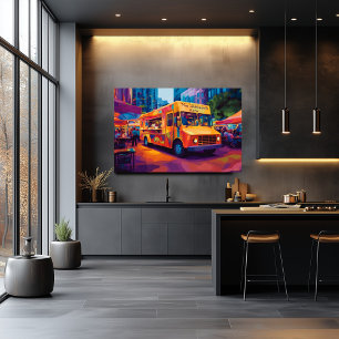 Pop Art Eetwagen Straatscène Muurkunst Poster