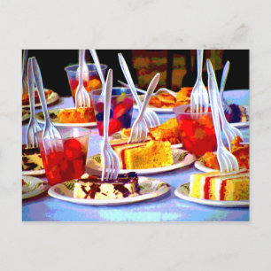 Pop Art Eetwaren Desserts Cake Vorken Kleurrijk Briefkaart