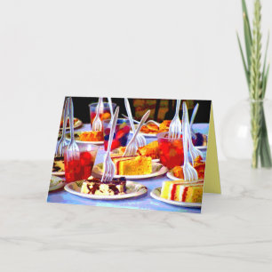 Pop Art Eetwaren Desserts Cake Vorken Kleurrijk Kaart