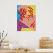 Pop Art Effect Australian Shepherd / Hondenliefheb Poster (Keuken)