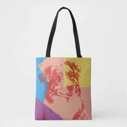 Pop Art Effect Australian Shepherd / Hondenliefheb Tote Bag (Voorkant)