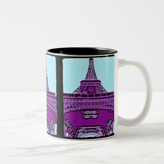 Pop Art Eiffel Tower Tweekleurige Koffiemok (Rechts)