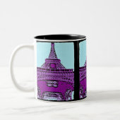 Pop Art Eiffel Tower Tweekleurige Koffiemok (Links)