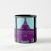Pop Art Eiffel Tower Tweekleurige Koffiemok (Center)
