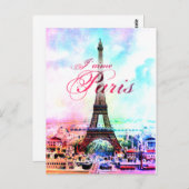 Pop Art Eiffeltoren Briefkaart (Voorkant / Achterkant)