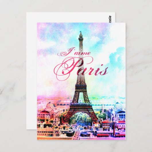 Pop Art Eiffeltoren Briefkaart (Voorkant / Achterkant)