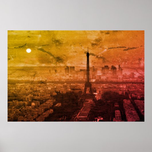 Pop Art Eiffeltoren Paris Europe Travel Poster (Voorkant)