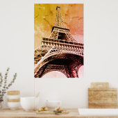 Pop Art Eiffeltoren Romance Stad Poster (Keuken)