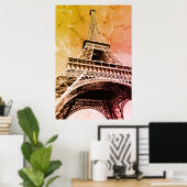 Pop Art Eiffeltoren Romance Stad Poster (Thuiskantoor)