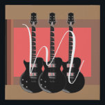 Pop Art Electric Guitar Monogram Initiaal Imitatie Canvas Print<br><div class="desc">Muziekinstrumenten Illustraties van grafische ontwerpen</div>