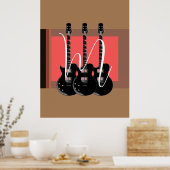 Pop Art Electric Guitar Monogram Initiaal Poster (Keuken)