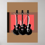 Pop Art Electric Guitar Monogram Initiaal Poster<br><div class="desc">Muziekinstrumenten Illustraties van grafische ontwerpen</div>