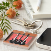 Pop Art Electric Guitar Monogram Initiaal Sleutelhanger (Voorkant Rechts)