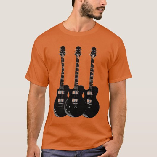 Pop Art Electric Guitar Oranje T-shirt (Voorkant)