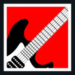 Pop Art Electric Guitar Poster<br><div class="desc">Pop Kunst elektrisch gitaar poster in zwart-wit op rood.</div>