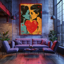 Pop Art Elegante: Amor Entre Mujeres Foto Afdruk